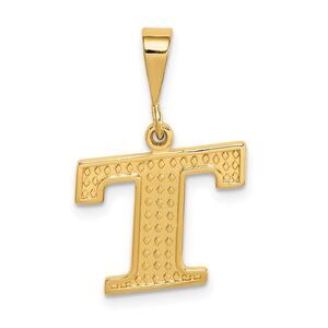 14k Yellow Gold, Ashley Collection, Textured Initial T Pendant